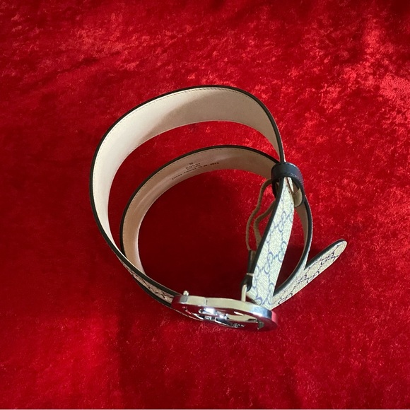 Gucci Supreme Navy Blue GG Monogram Belt Free S/H - Picture 4 of 6